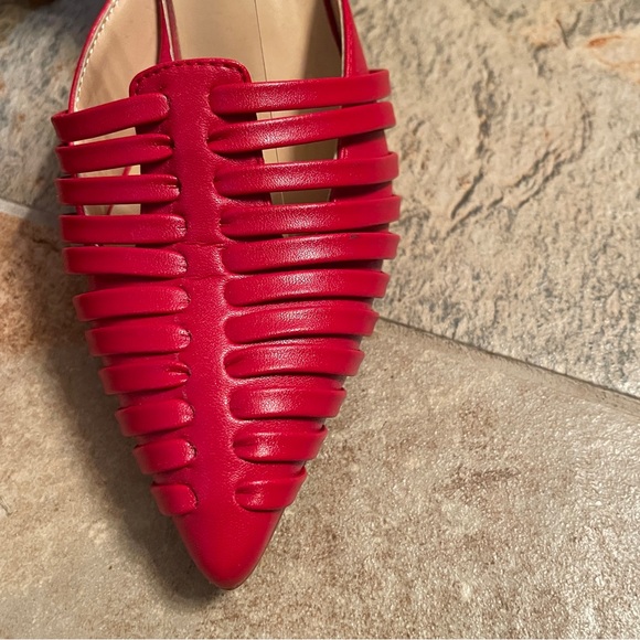 👠NWOB!! FSJ Caged Pointed Toe Sling Back Vibrant Red Patent Pumps! - Picture 4 of 11